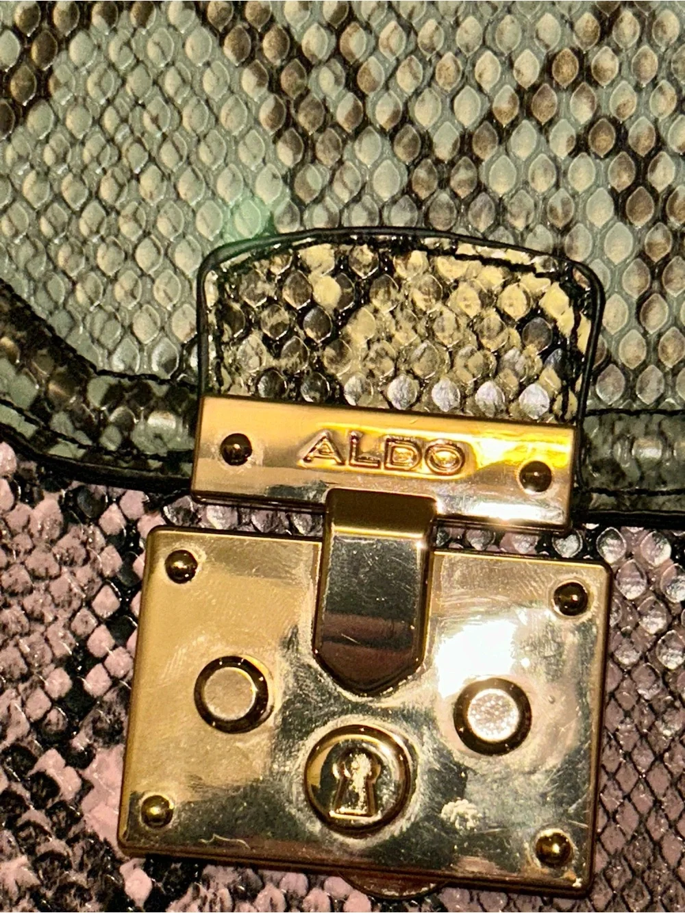 Aldo Clairlea multi-colored snake print handbag NWOT - Picture 2 of 9